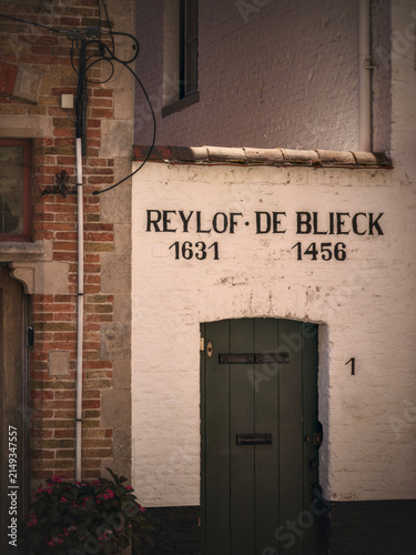 Historic Reylof-De Blieck Facade in Bruges, Belgium