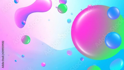 Abstract liquid blobs in pink and blue.