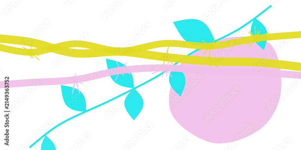 Naklejka premium Bright cyan and yellow branch vector with soft circles