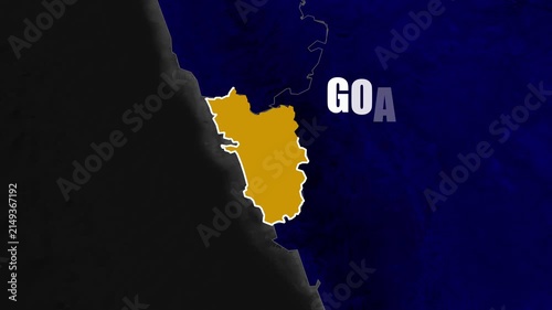 Goa State Map Highlight Animation, Geographic Location, Smooth Border Outline, Regional Territory, Indian Geography, Western India, Cartography, Travel, News, Documentary Visualization