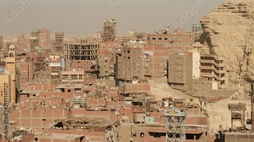 View of Garbage City in Manshiyat Naser on Muqattam Hill on outskirts of Cairo. 