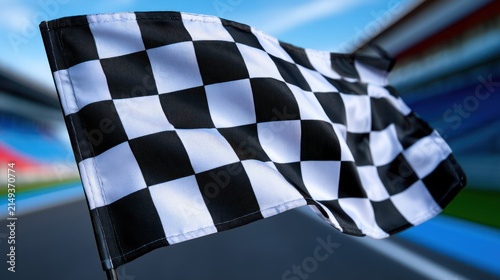 Checkered flag waving on transparent background