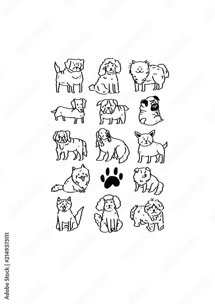 Fototapeta premium Minimalist Dog Breeds Line Drawing Collection Vector