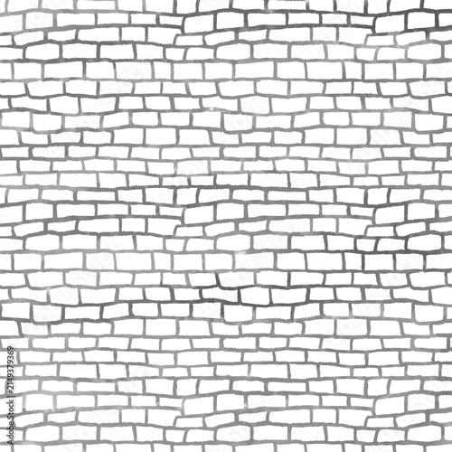 Seamless Stone Wall Brick Texture Line Art Vector Illustration