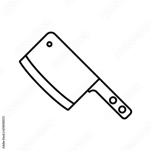 Cleaver. Lineart style kitchen cleaver. Cooking tool element for food preparation illustration.
