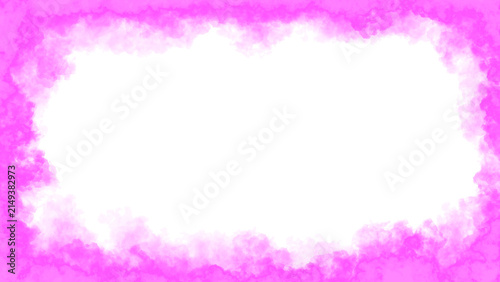 Grunge border frame features magenta pink soft ink wash edge texture on white background layout. Colorful vignetting decorative frame for photo poster banner design clip art.