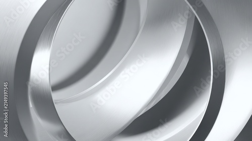 Abstract silver rings modern design with circular forms and metallic shine
