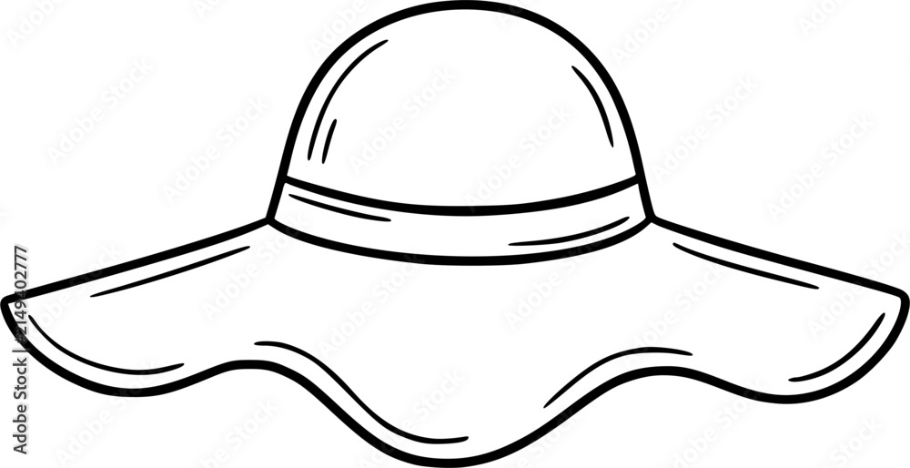 Fototapeta premium Floppy Sun Hat Hand Drawn Summer Doodle SVG Vector Illustration