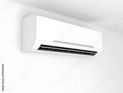 Modern Wall Mounted Air Conditioner Unit Attached To Ceiling