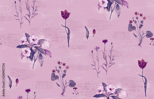 watercolor background with red flowers