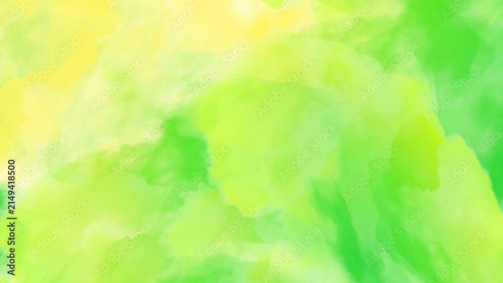 Fototapeta premium Bright lime green and yellow watercolor background.