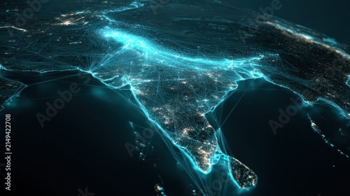 Abstract glowing network over india digital connection concept