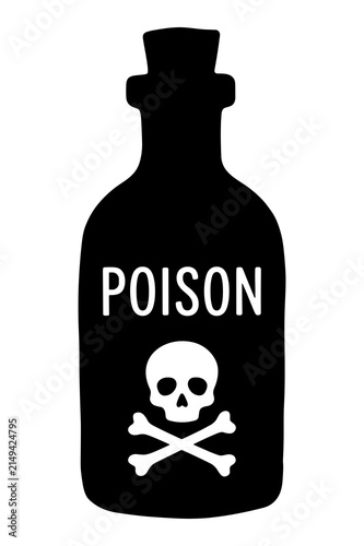 Fotografía Black silhouette poison bottle with skull and crossbones warning label, ideal for halloween or dangerous chemical representations
