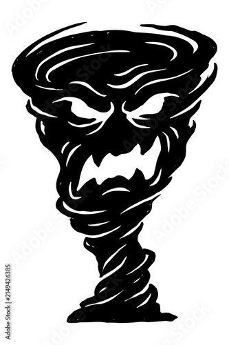Bild auf Leinwand Spooky monster tornado silhouette with angry facial features for halloween party graphics and decorations