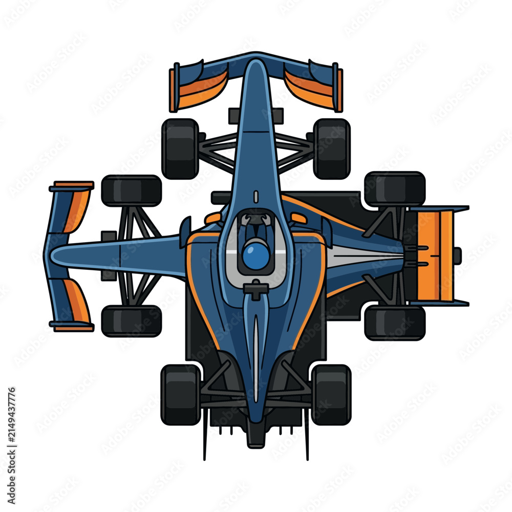 Naklejka premium blue formula one car top view isolated