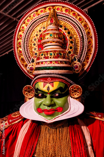 Portrait of Kathakali dance performer in Kerala, India