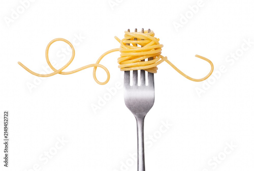 Cuadro en lienzo Spaghetti Swirled on a Silver Fork