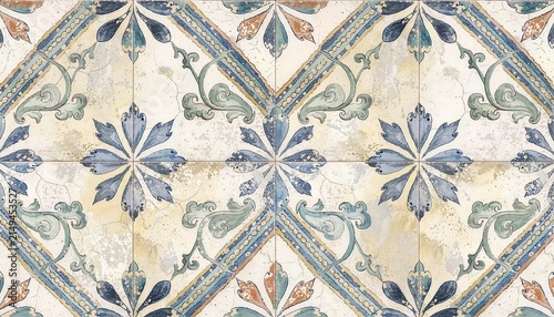 Italian ceramic tile inspired vintage pattern background