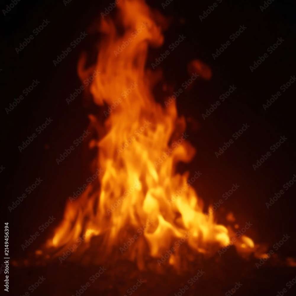 Fototapeta premium Realistic Fire Flames on Black Background