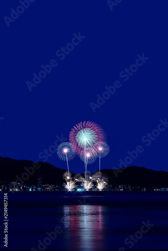 湖面に映る花火　びわこ花火