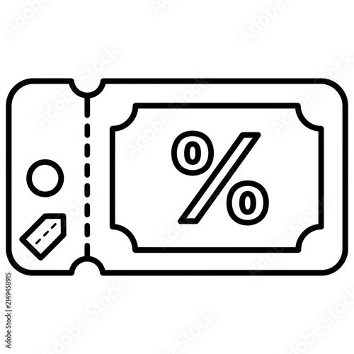 Percentage discount ticket icon for promotional sales with discount, promotion
