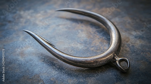 Antique grappling hook isolated on a dark textured surface showcasing historical maritime equipment and salvage tools