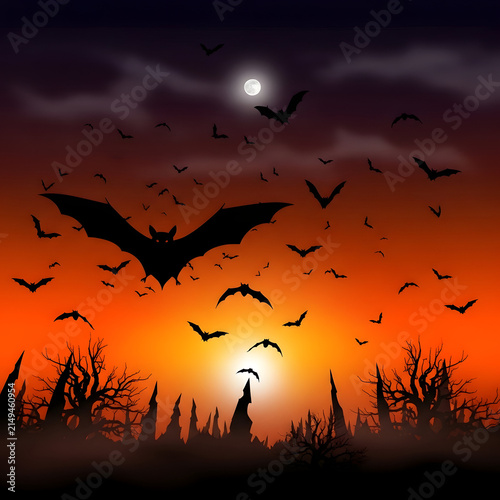 halloween background with bats