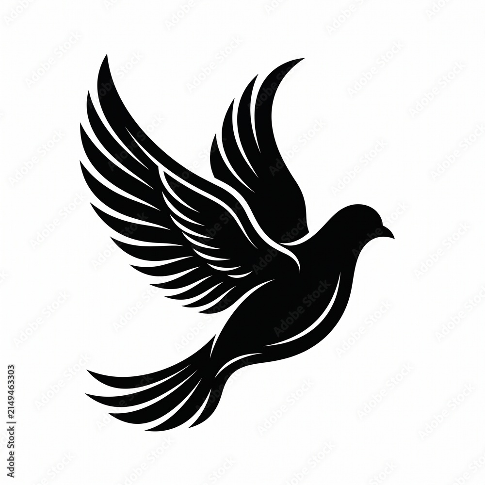 Fototapeta premium Flying White Dove of Peace Symbol with Elegant Wings on Clean Background, Vector Illustration of Freedom, Hope, Nature and Wildlife Bird Design