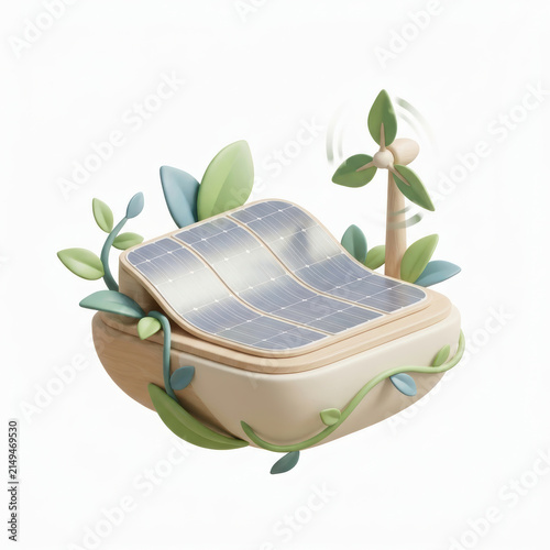 Subtainability Soft 3D Illustration sustainability soft 3d illustration solar panel eco concept