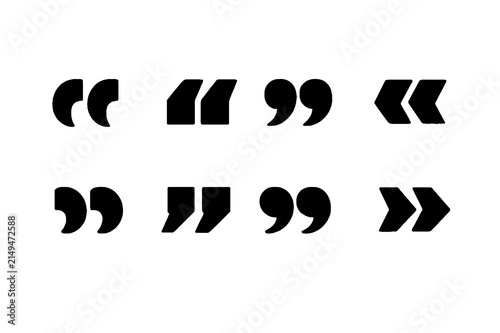 Quotation Mark Icon Set – Quote, Speech and Typography Glyph Symbols
