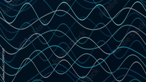 Abstract blue wave lines background, digital sound frequency pattern, modern flowing data visualization on dark backdrop