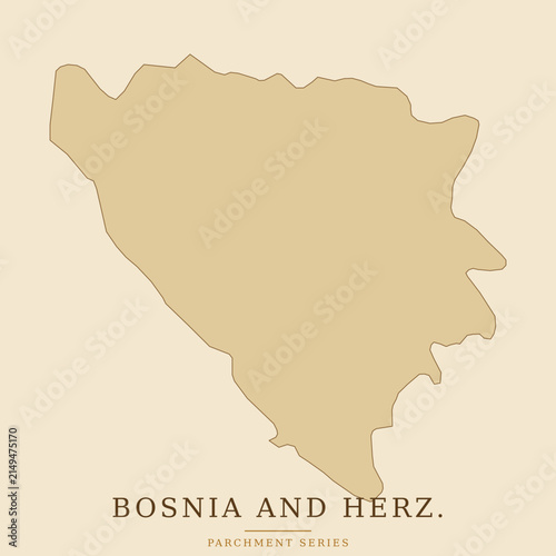 Принти на полотні Bosnia and Herzegovina map silhouette in a muted tan color presented against a l