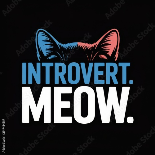 Introvert Meow Cat Ears Gradient Typography T-Shirt Design