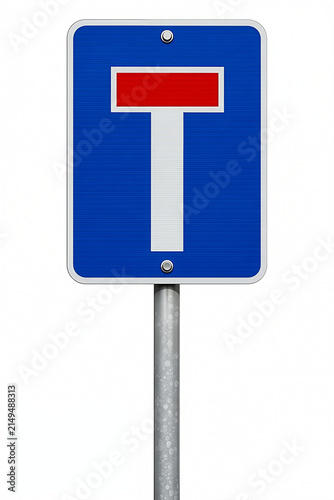 Dead End Road Information Sign Isolated on White Background