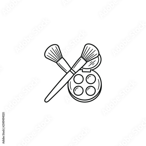 Makeup palette and brushes illustration.
