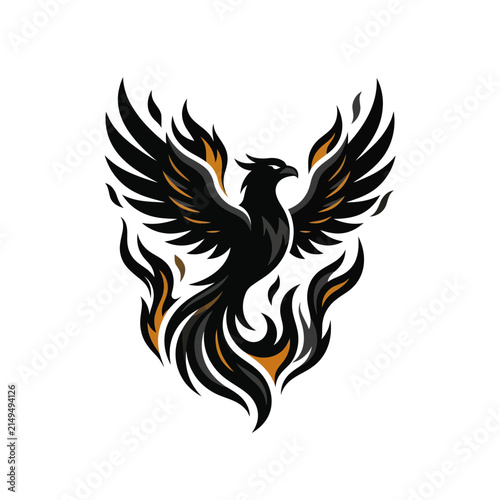 Majestic phoenix with outstretched wings and flame accents.