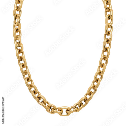 Golden chain necklace isolated on transparent background luxury jewelry accessory.