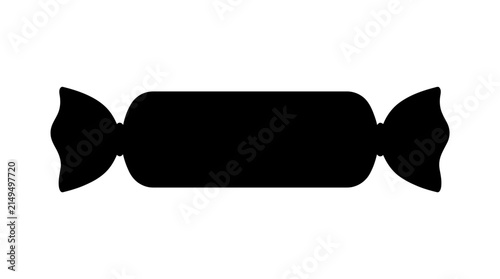 Halloween Minimalist candy silhouette vector, black wrapped sweet icon, simple confectionery treat shape for food branding and web design vector