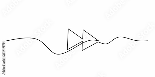 Minimalist Continuous Line Drawing of Fast Forward Media Player Icon. Fast Forward Button in Continuous One Line Style for Media Player