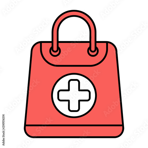 Pharmacy Shopping Bag with Medical Cross Vector Illustration