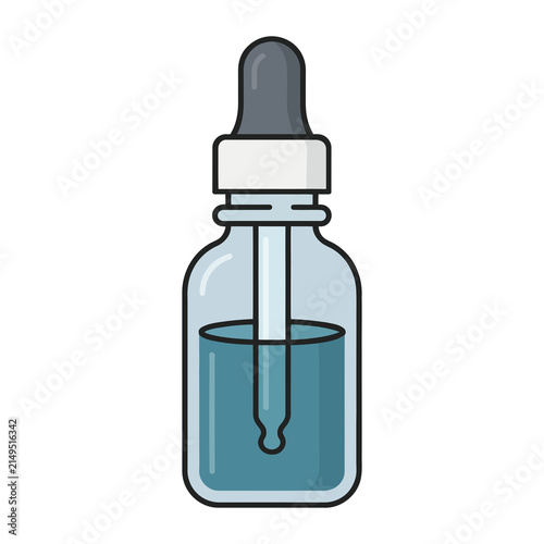 Glass Dropper Bottle for Liquid Medicine Vector Illustration