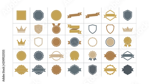 Set of vintage badges labels shields and ribbons in earth tones colors for logo design and branding elements Vector