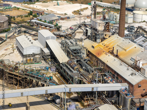 Industrial Sugar Refinery Facility Processing Raw Materials During a Sunny Afternoon