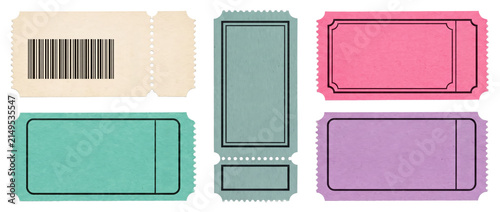Obraz na płótnie Collection of Blank Colorful Vintage Style Tickets with Perforated Edges