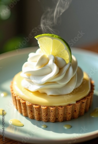 Zesty Key Lime Pie in Graham Crust on Elegant Pastel Dessert Plate