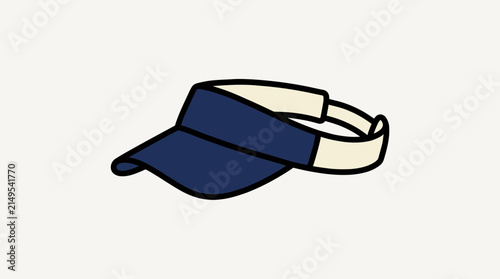 Hand drawn illustration of a classic blue sports sun visor hat featuring an organic aesthetic for casual outdoor summer fashion and activewear