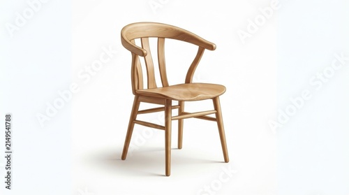Wooden chair design in simple style against a light background with smooth lines and natural finish showcasing craftsmanship and functionality