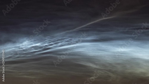 Rare noctilucent clouds illuminating the night sky