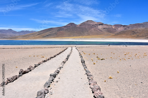 фотографія Trail to Laguna Miscanti  - brackish water lake located in the altiplano of the Antofagasta Region in northern Chile
