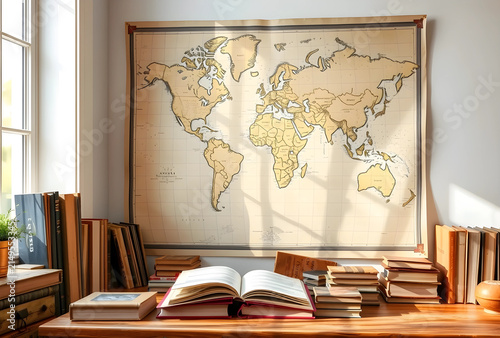 Vintage world map on a wall...